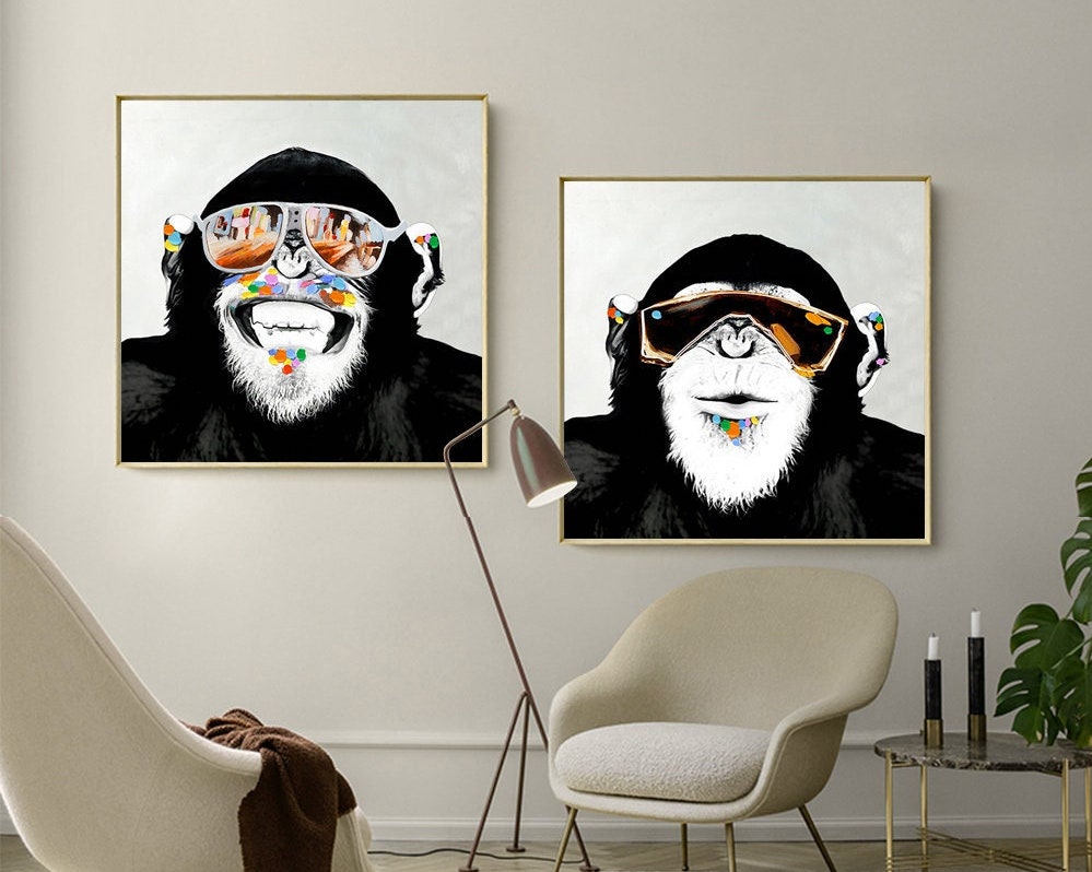 Ape Attitude: Bold Monkey Paintings, Contemporary Wall Art Set #MM451