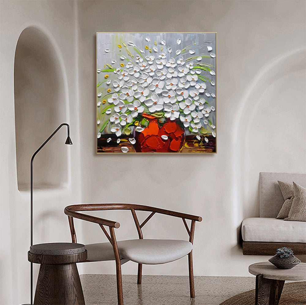 Textured Bloom: Impasto Floral Burst, Vibrant Flower Painting #MM509