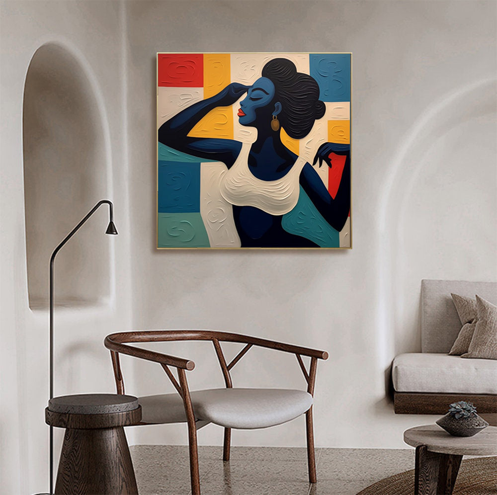 Color Form Harmony: Textured Portrait with Bold Color Grid #MM520