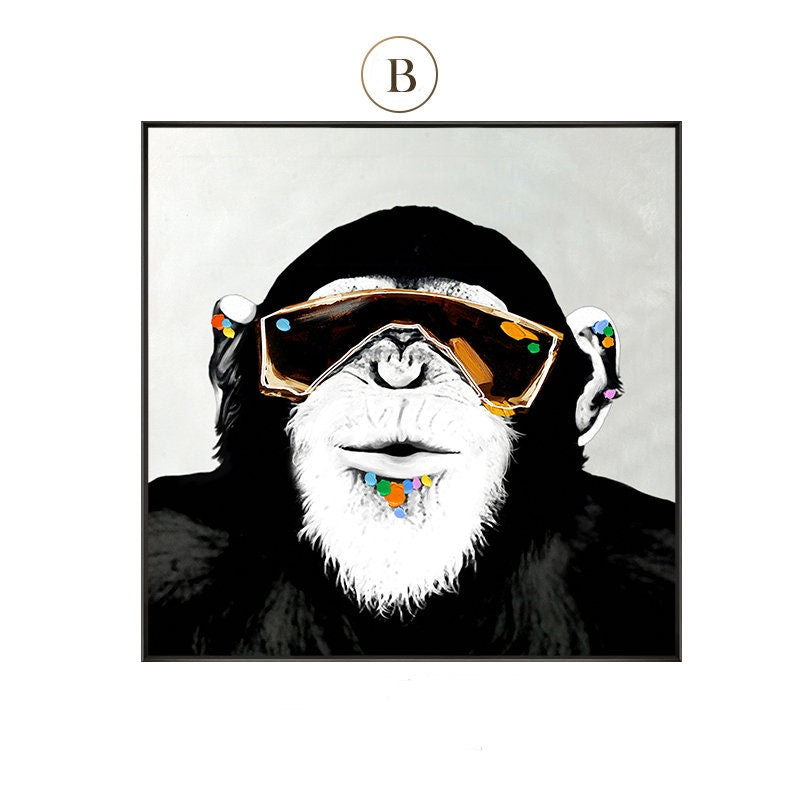 Ape Attitude: Bold Monkey Paintings, Contemporary Wall Art Set #MM451