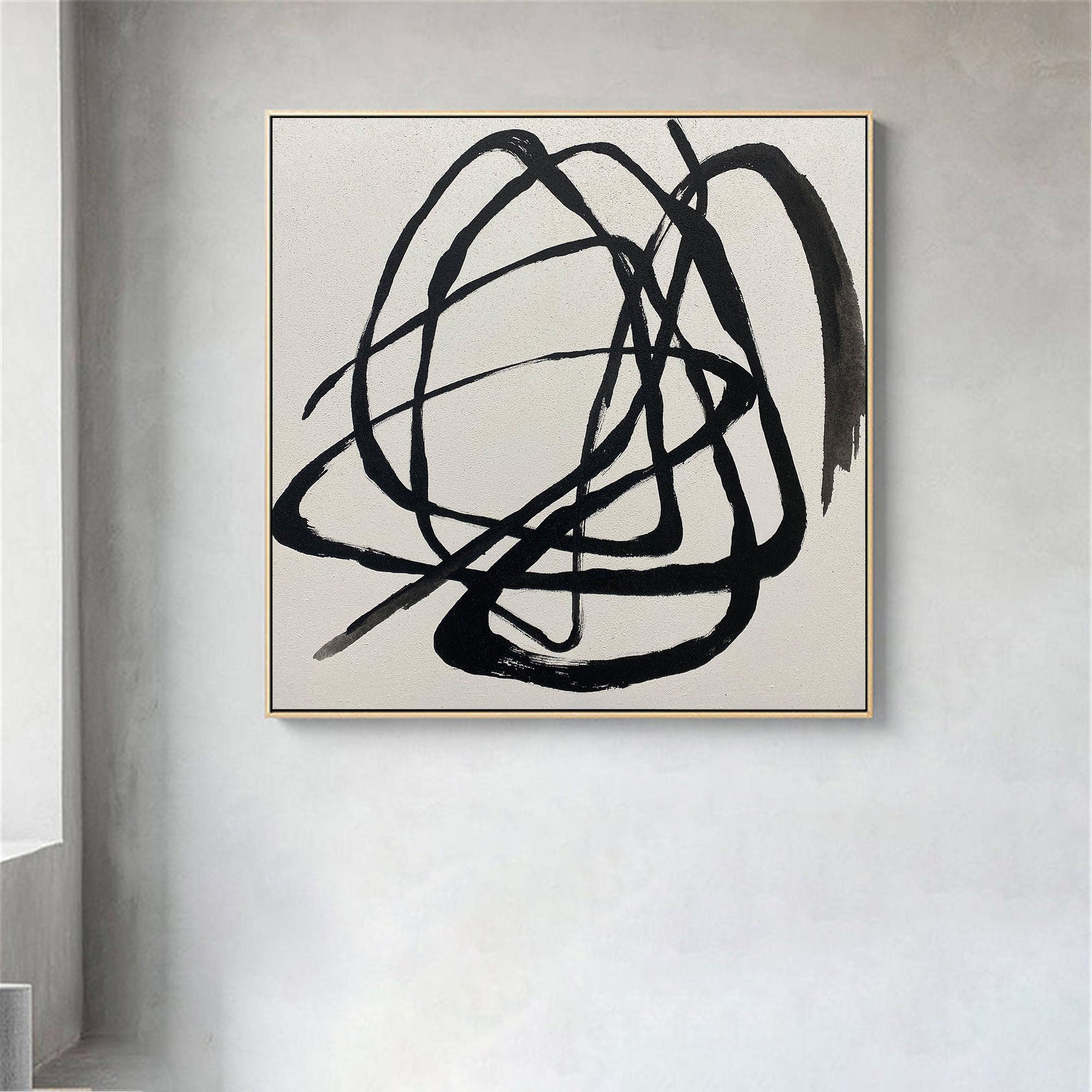 Ink Reverie: Minimalist Black Abstract, Expressive Strokes Art #MM460