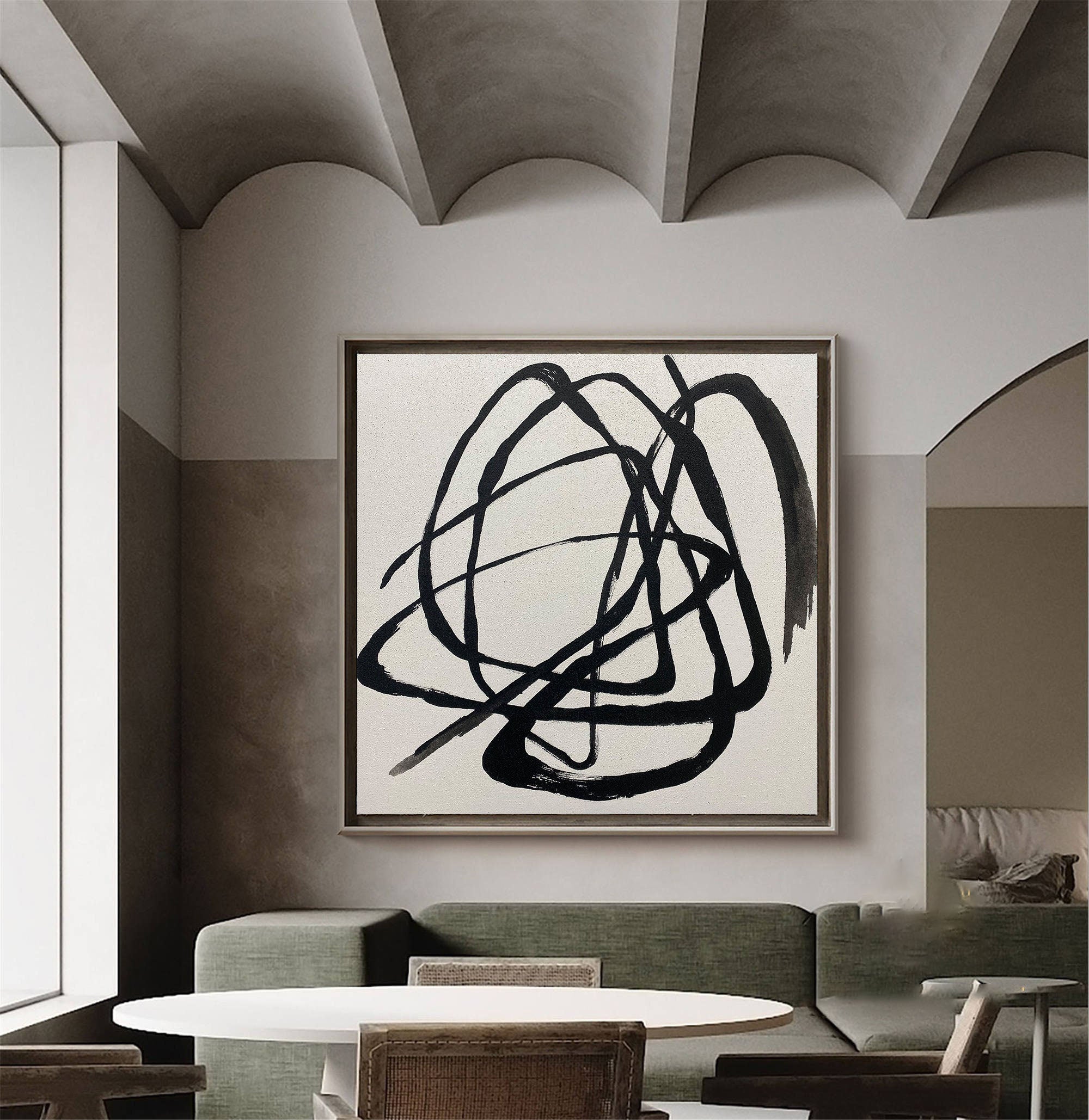 Ink Reverie: Minimalist Black Abstract, Expressive Strokes Art #MM460