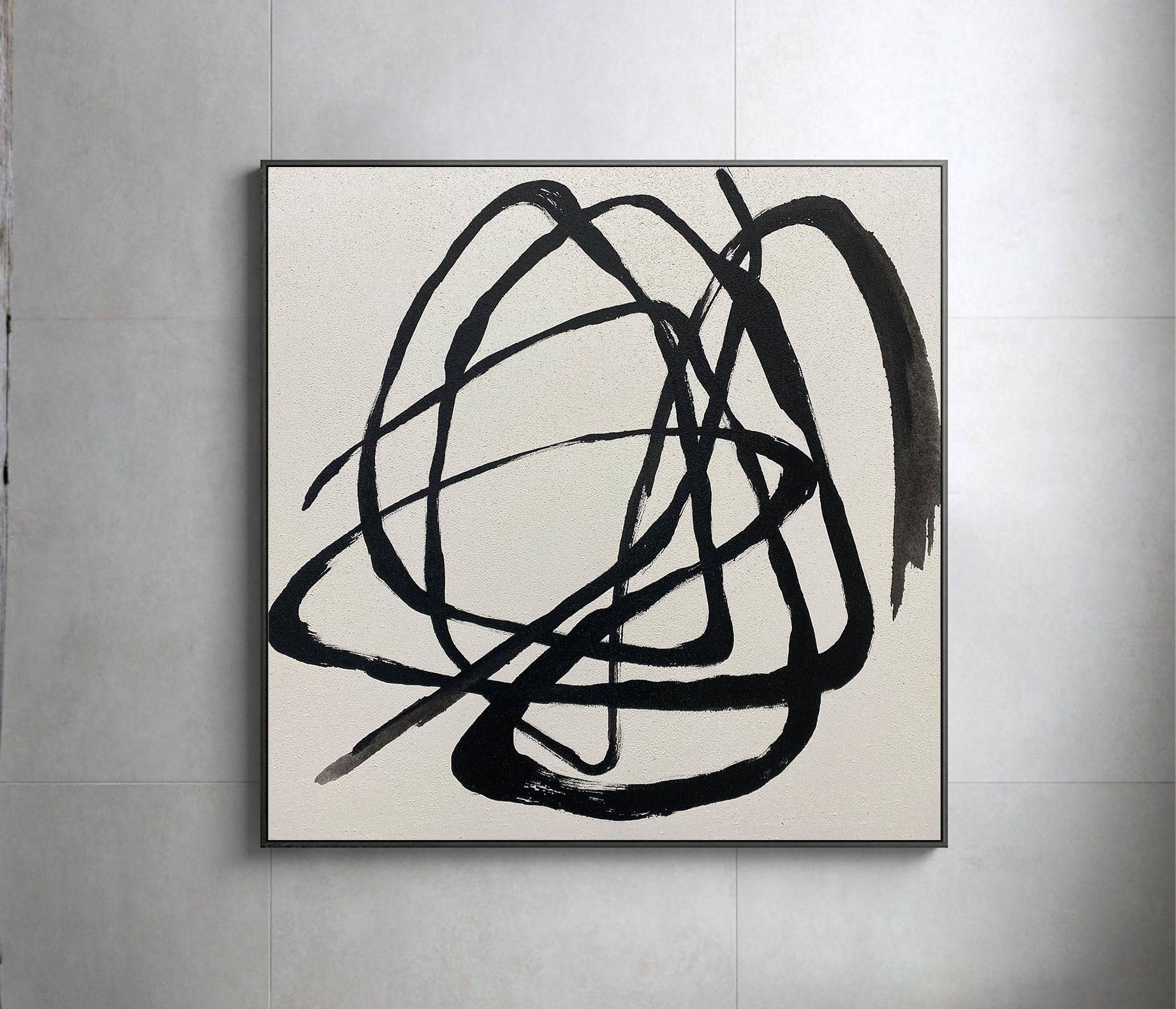 Ink Reverie: Minimalist Black Abstract, Expressive Strokes Art #MM460