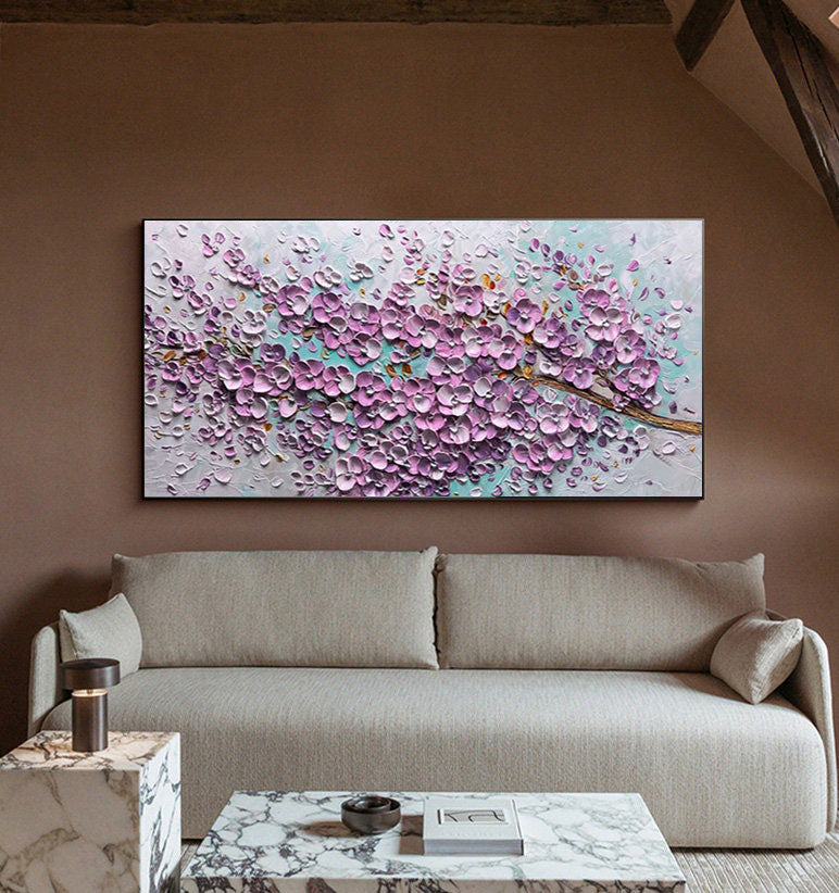Sakura Bloom: Textured Impasto Blossoms, Vibrant Floral Art #MM513