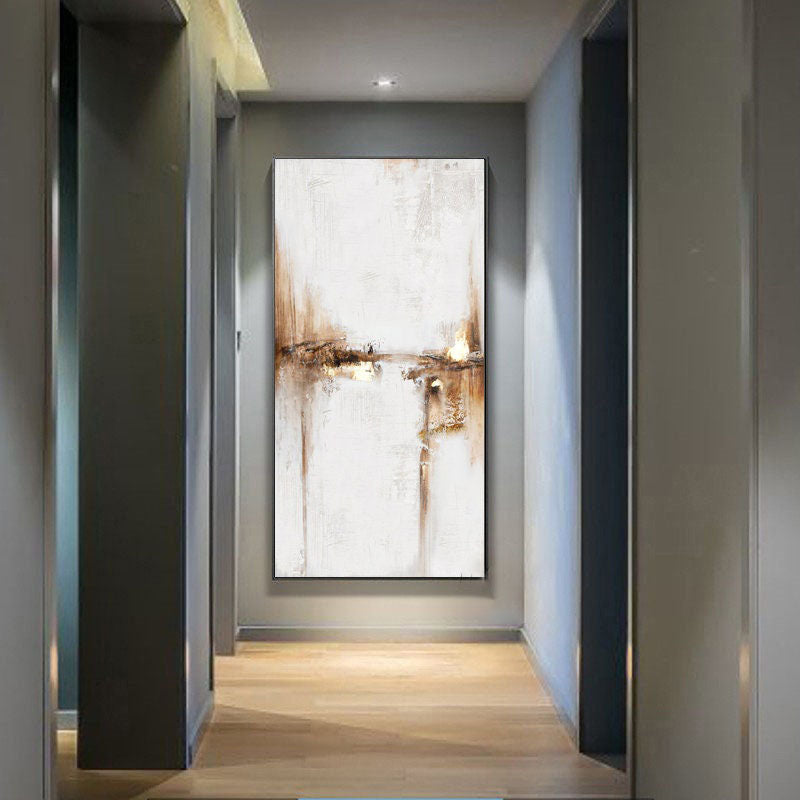 Abstract Earth Tone Landscape Painting – Modern Wall Art for Living Room Decor#MM477