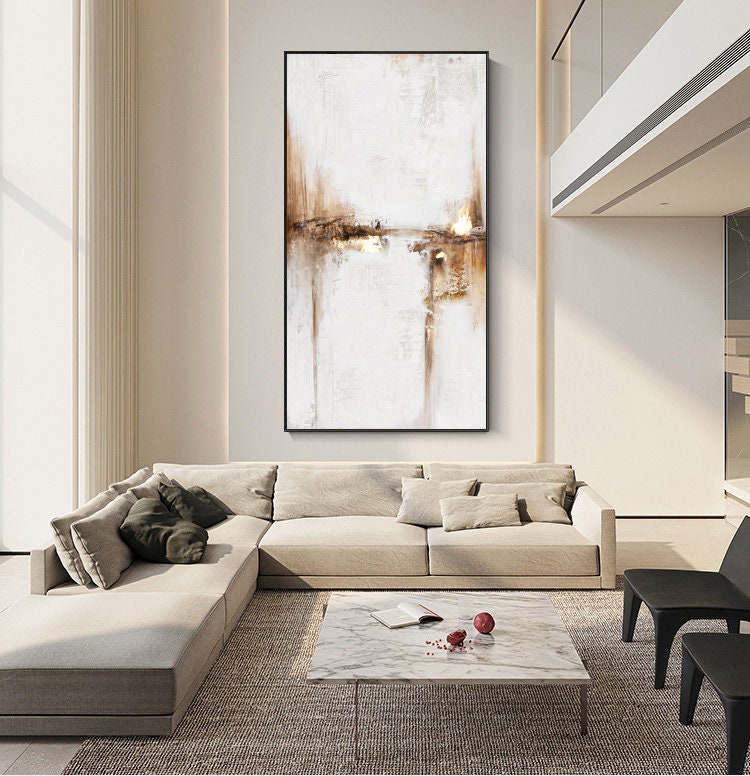 Abstract Earth Tone Landscape Painting – Modern Wall Art for Living Room Decor#MM477