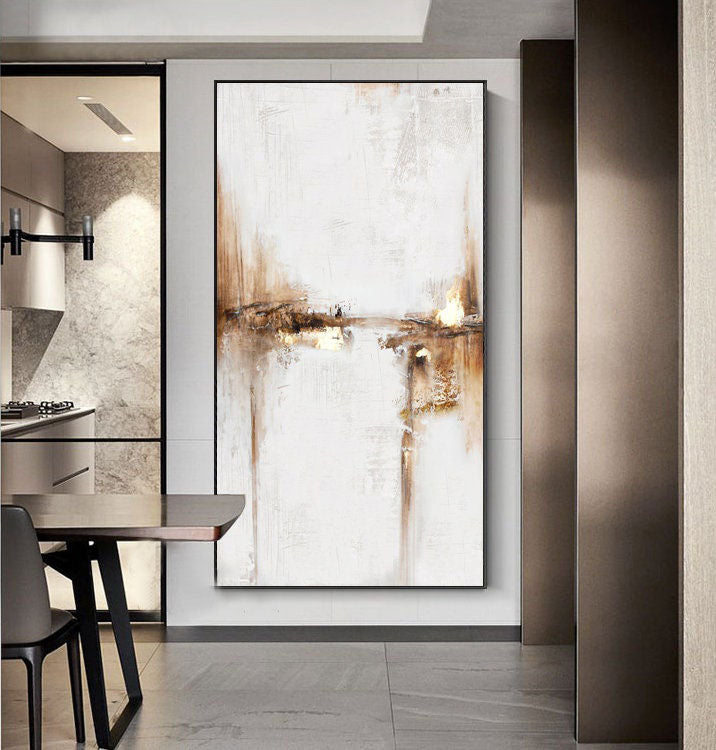 Abstract Earth Tone Landscape Painting – Modern Wall Art for Living Room Decor#MM477