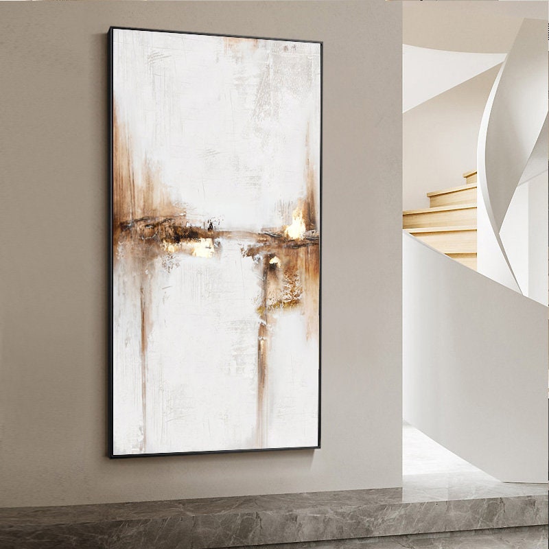 Abstract Earth Tone Landscape Painting – Modern Wall Art for Living Room Decor#MM477