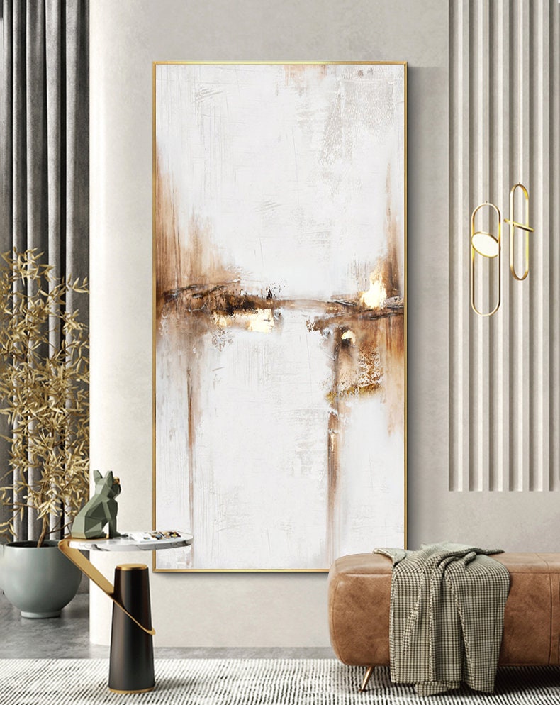 Abstract Earth Tone Landscape Painting – Modern Wall Art for Living Room Decor#MM477
