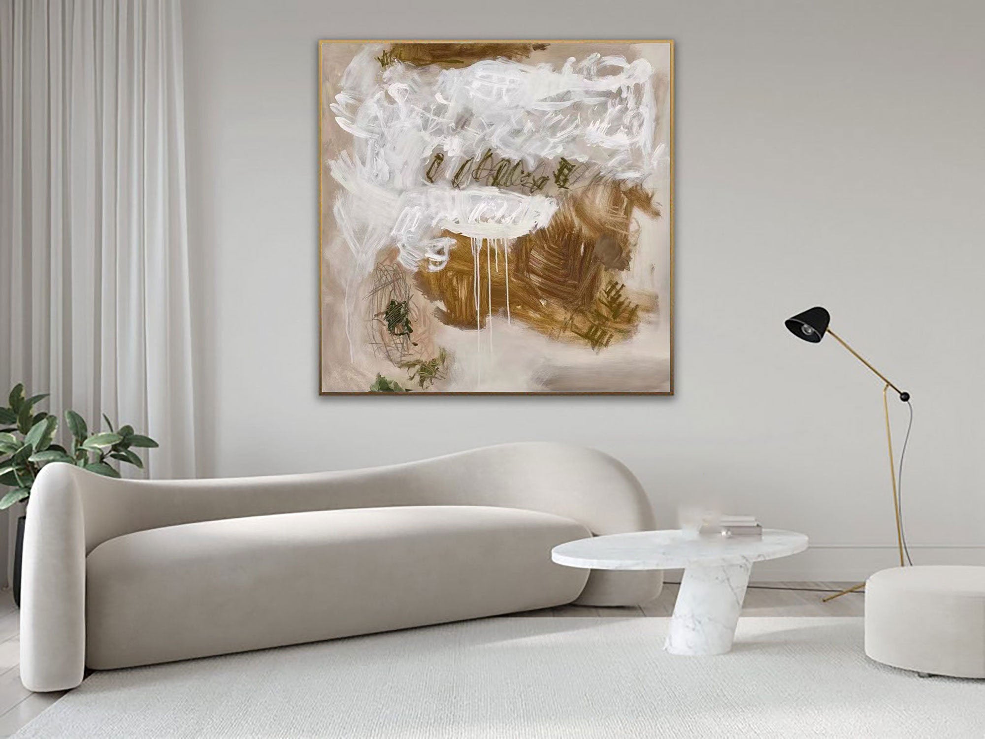 Textured Abstract Neutral Wall Art – Modern Canvas Painting for Living Room#MM476