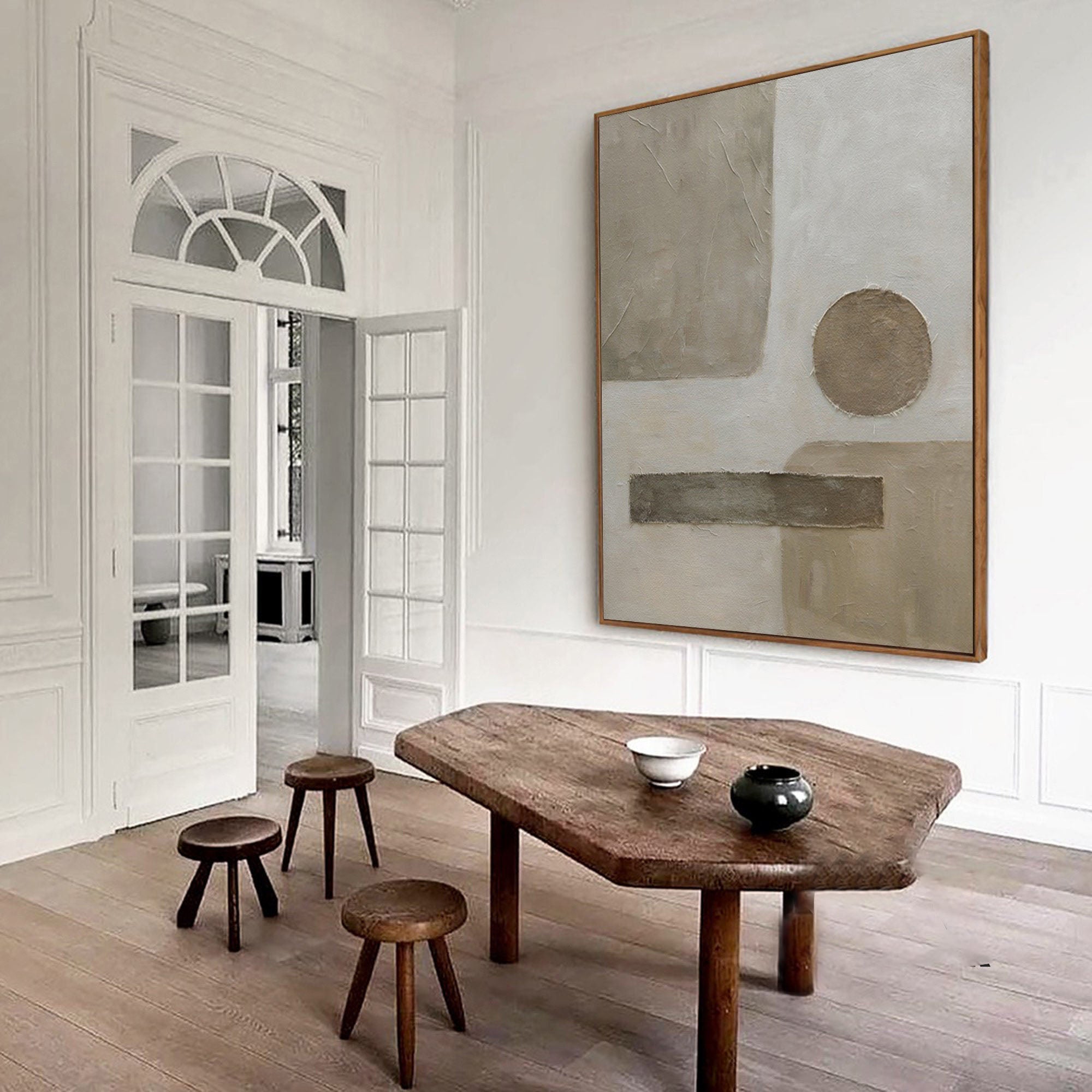 Balanced Earth Tone Geometric Abstract, Minimalist Wall Art #MM324