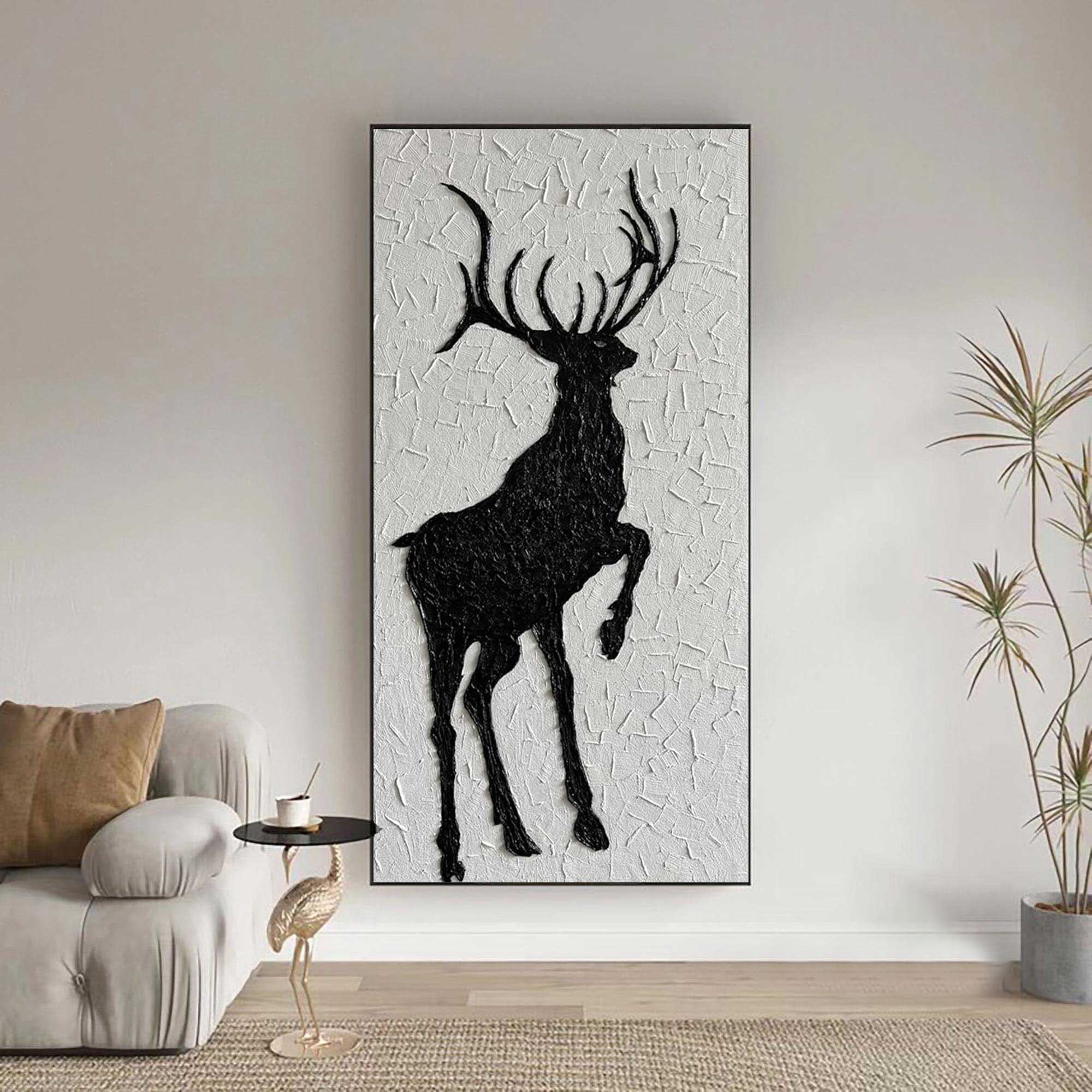 Black and White Deer Wall Art