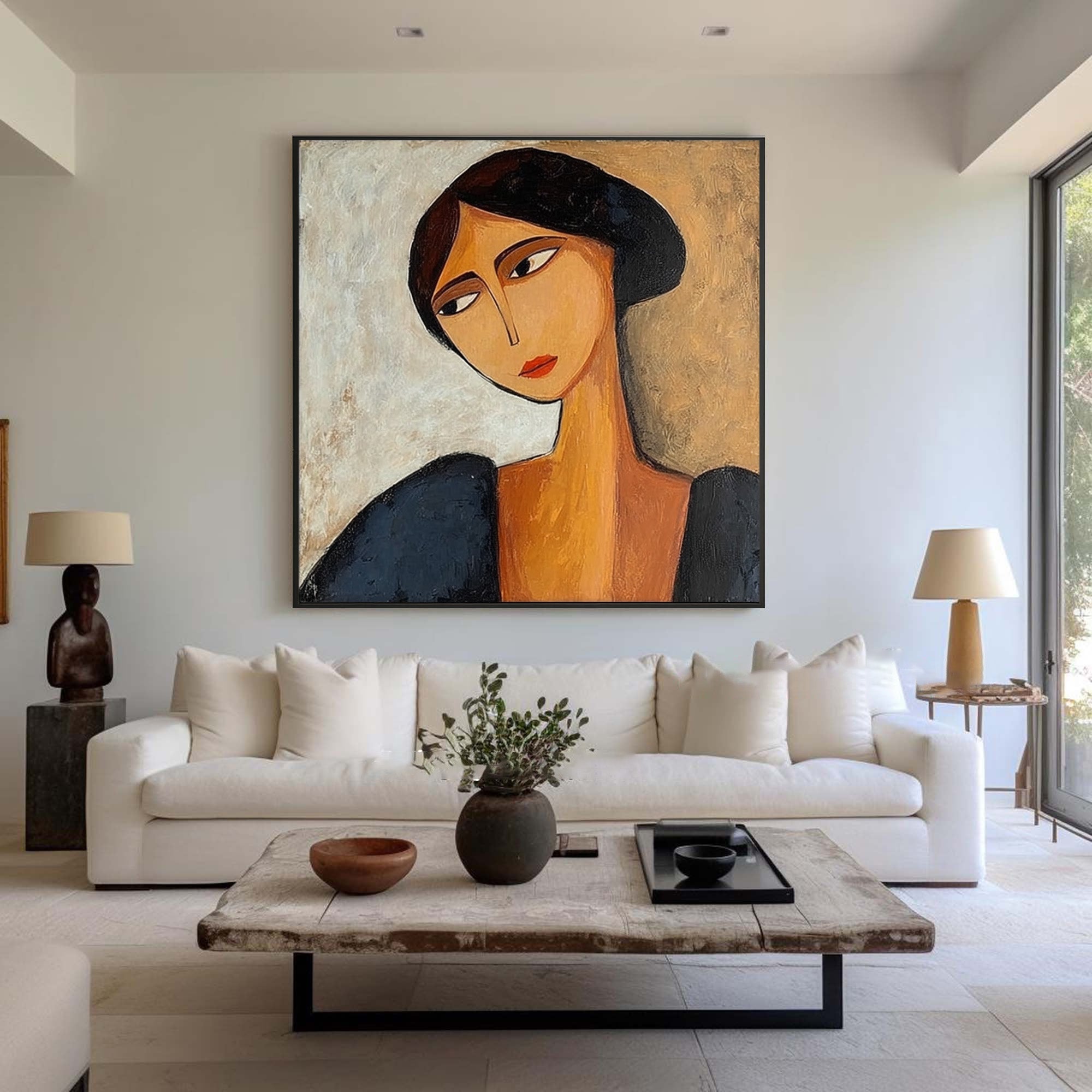 Modern Expressionist Portrait Bold Colors Canvas #AG 088