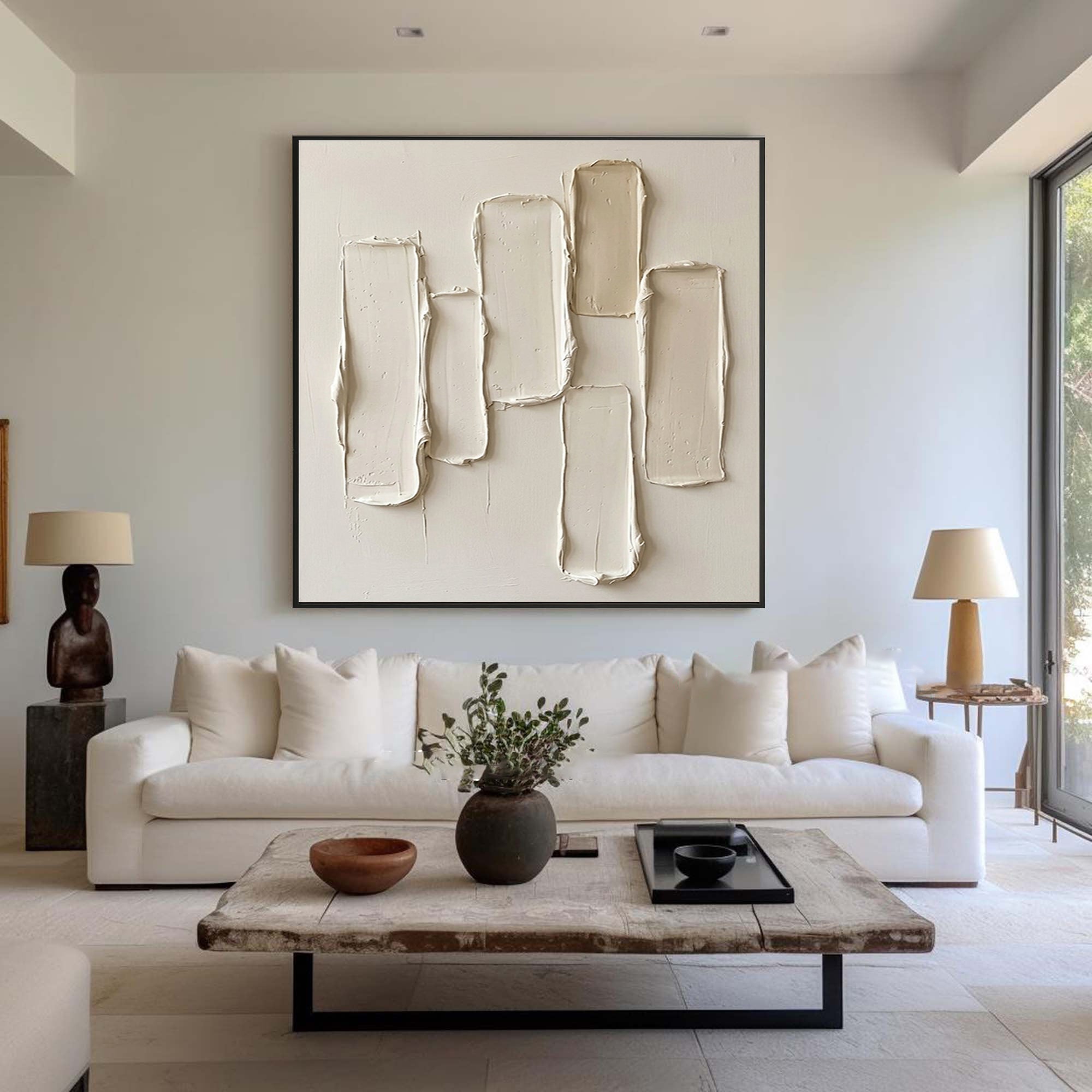 Large Architectural Textured Wall Art Contemporary Minimalist Neutral Painting