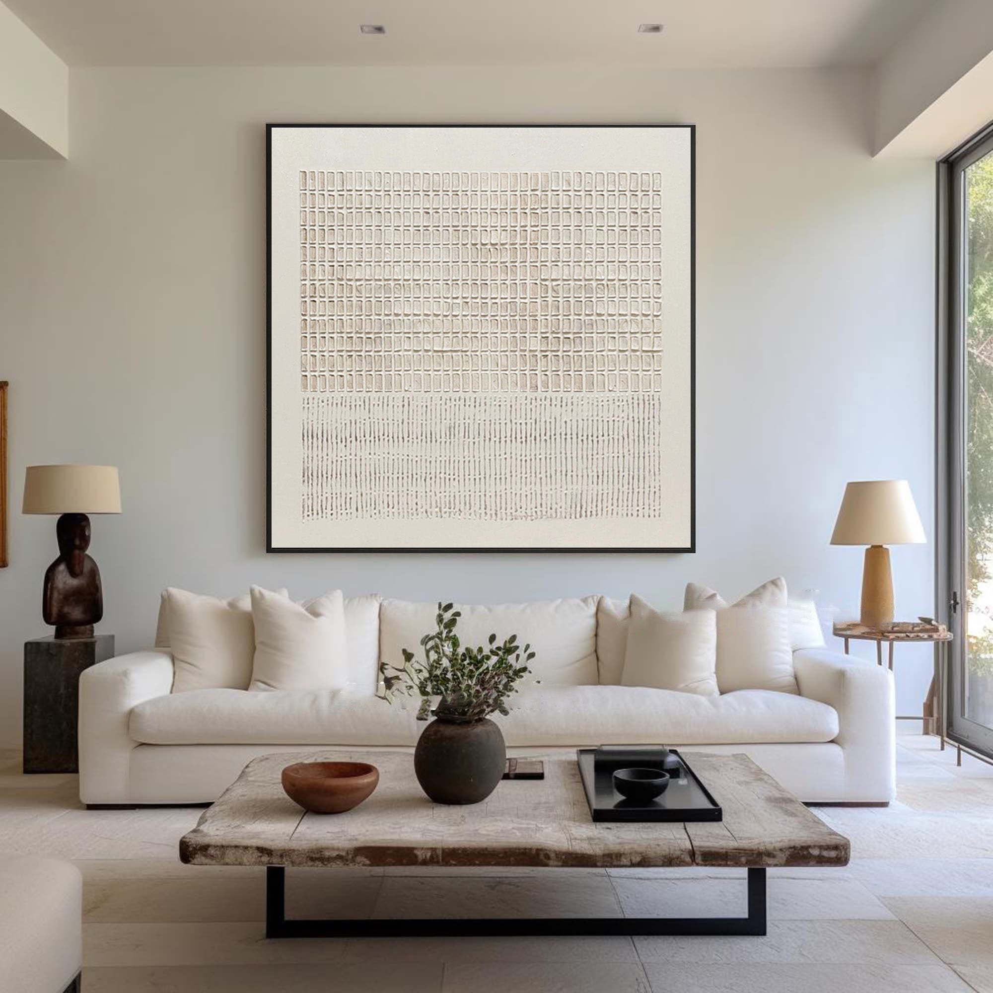 Soft Neutral Abstract Canvas Art for Modern Living Room | KelorrArt