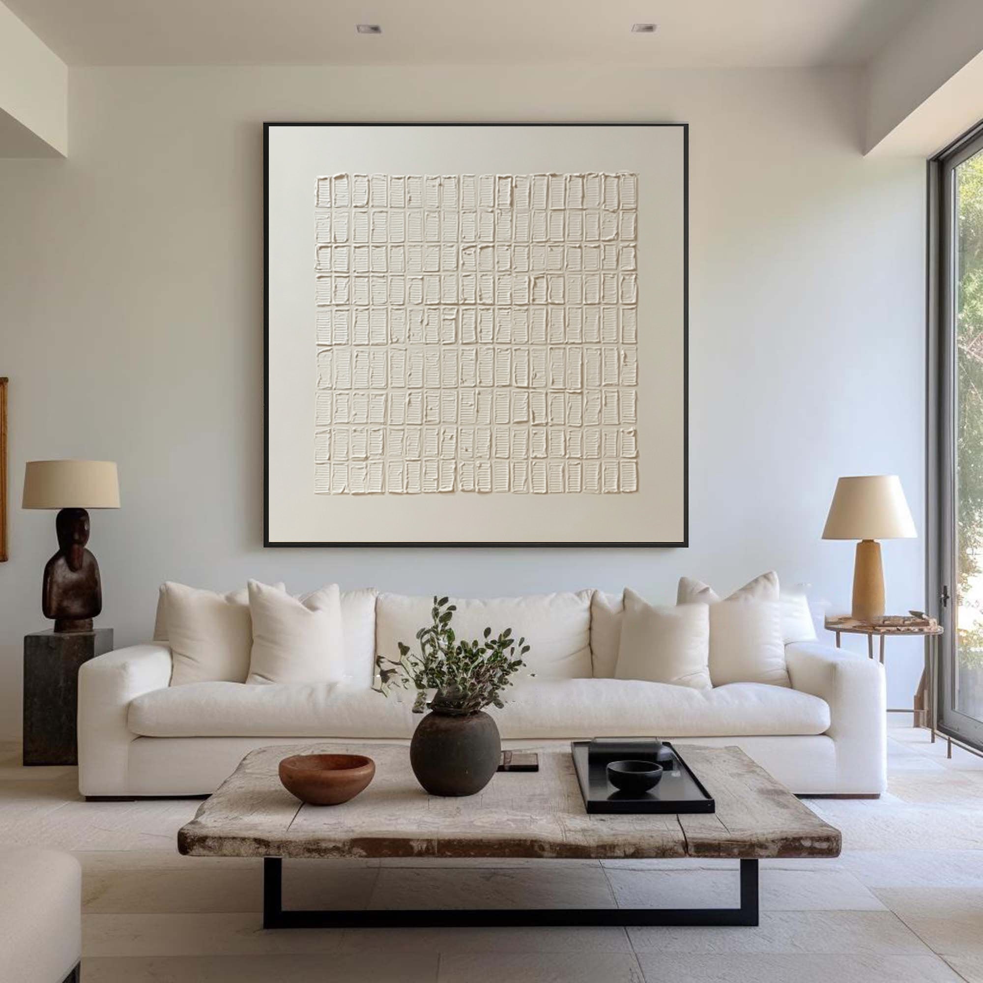 Modern Textured Art - Fluid White Abstract Painting #AG 061