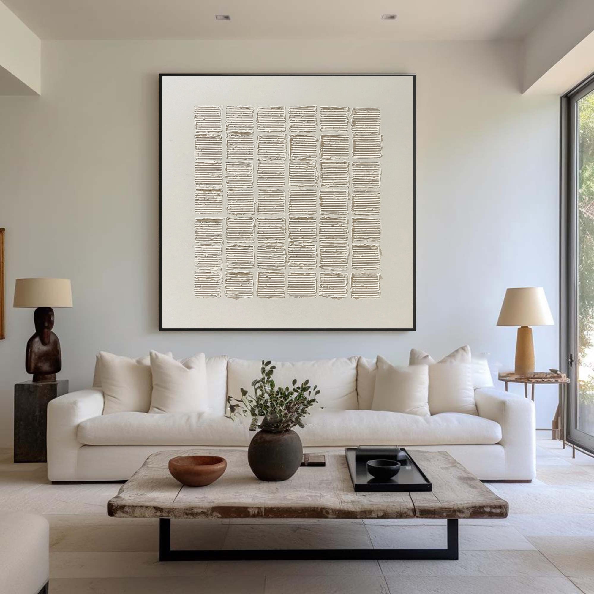 Minimalist Textured Painting - Abstract Grid Decor #AG 060