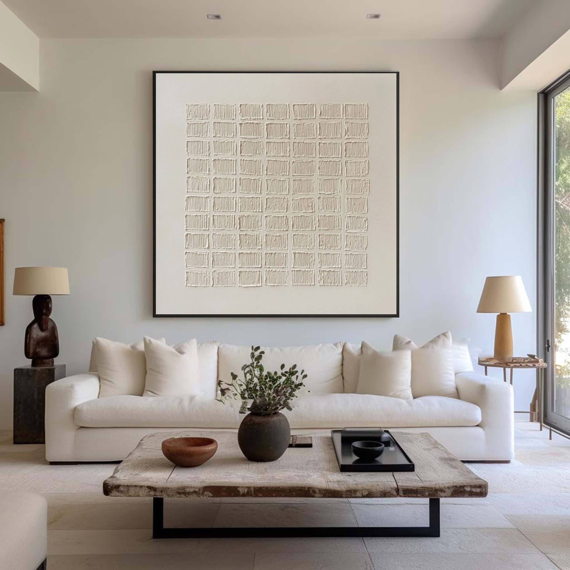 Modern Geometric Texture - White Grid Artwork #AG 059