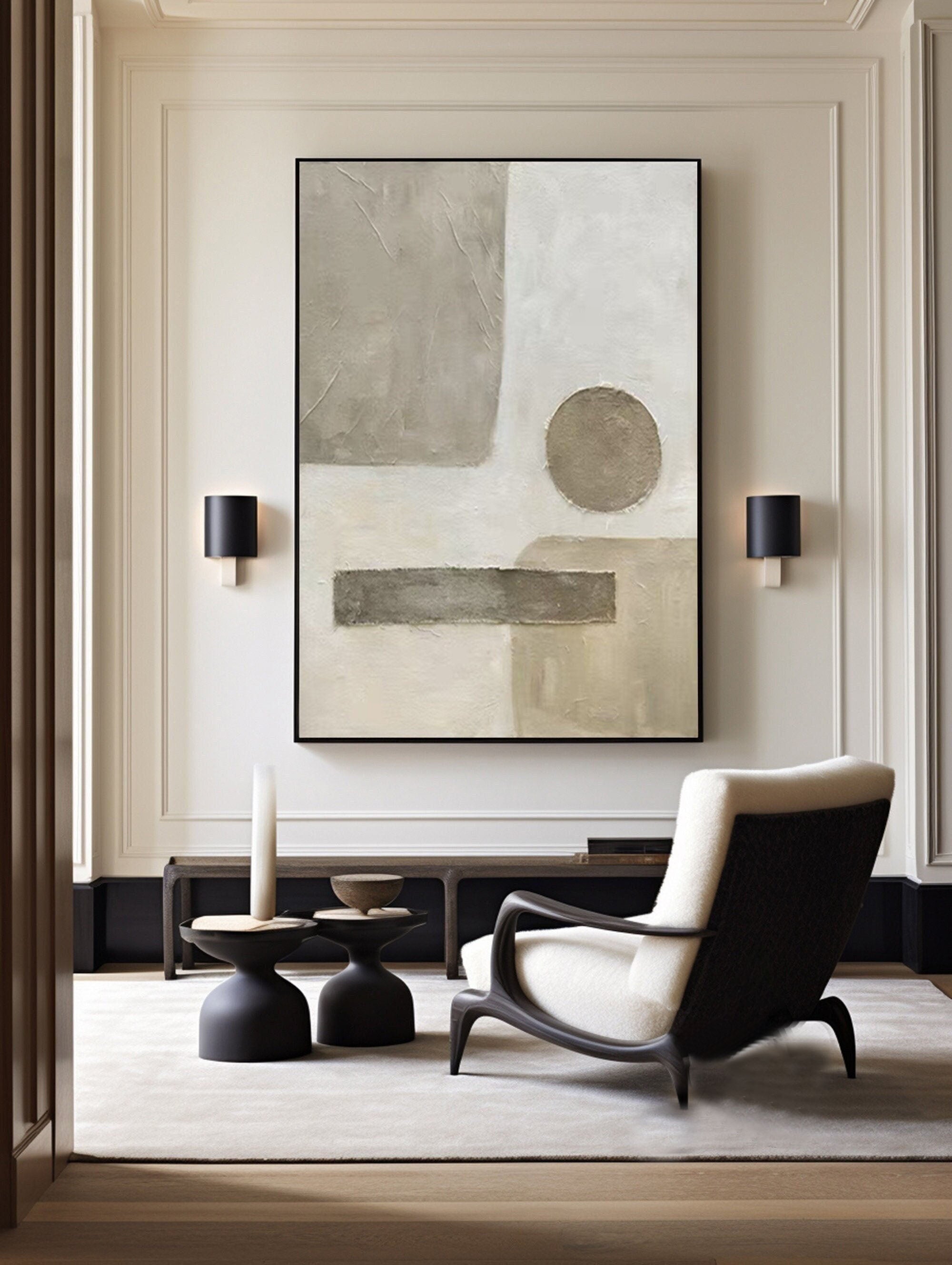 Balanced Earth Tone Geometric Abstract, Minimalist Wall Art #MM324