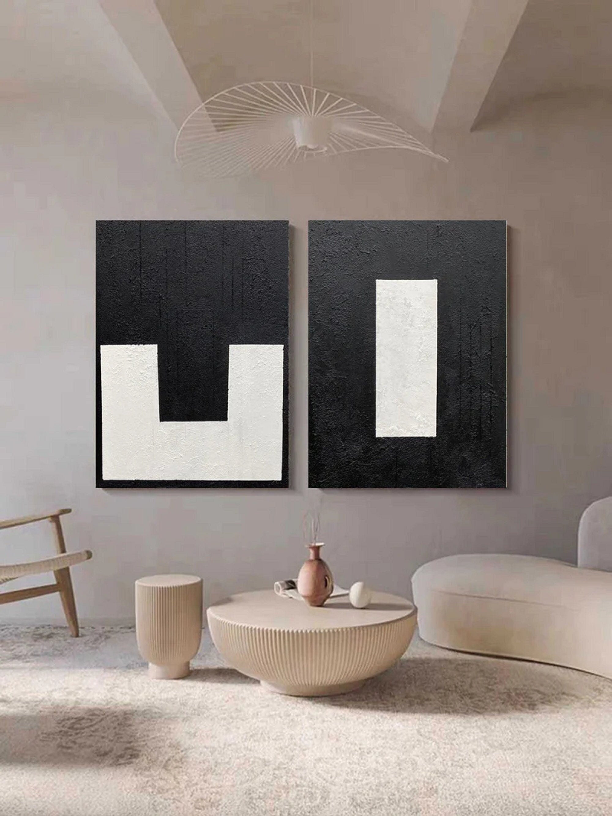 Shadow & Light: Abstract Geometric Set, High-Contrast Wall Art #MM457