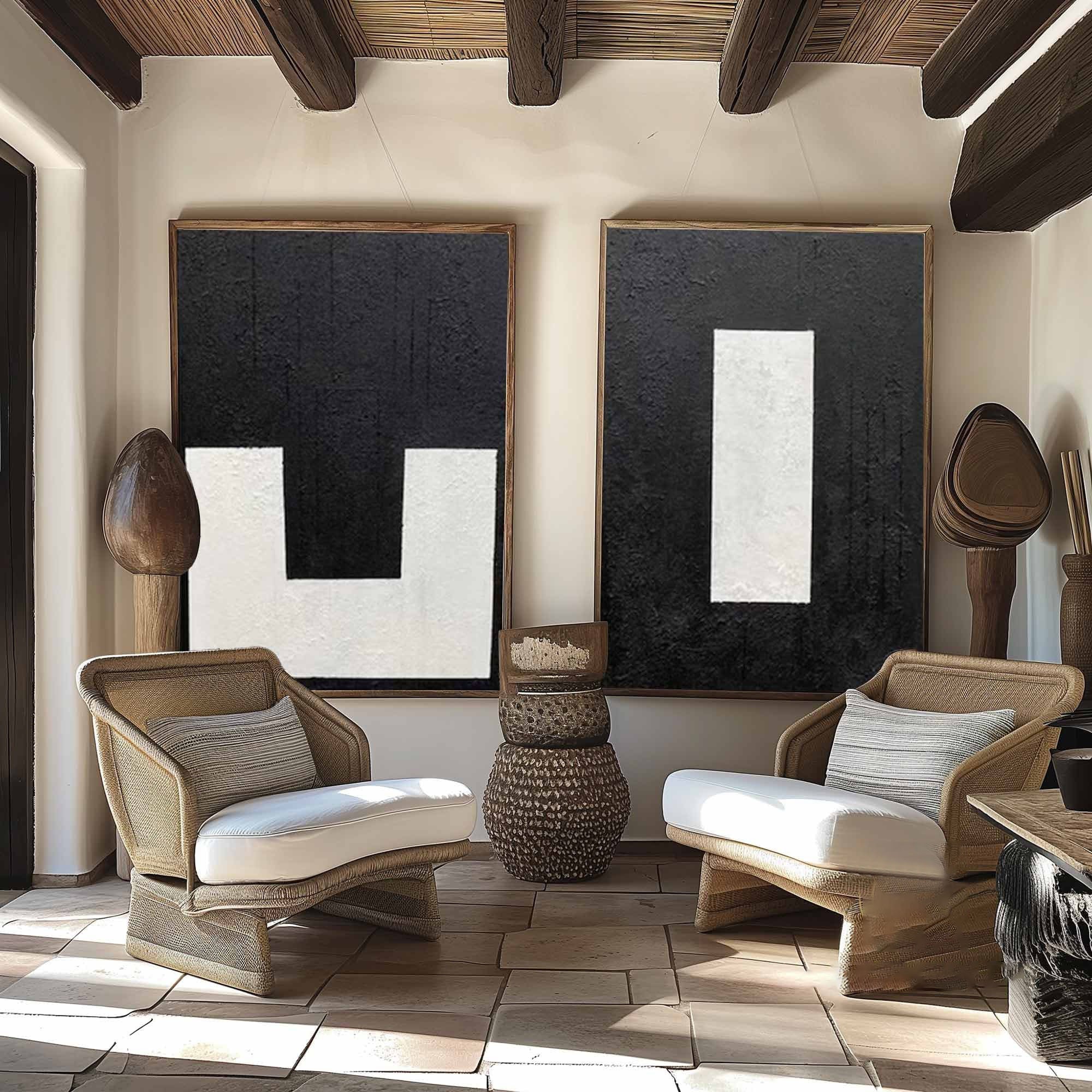 Shadow & Light: Abstract Geometric Set, High-Contrast Wall Art #MM457