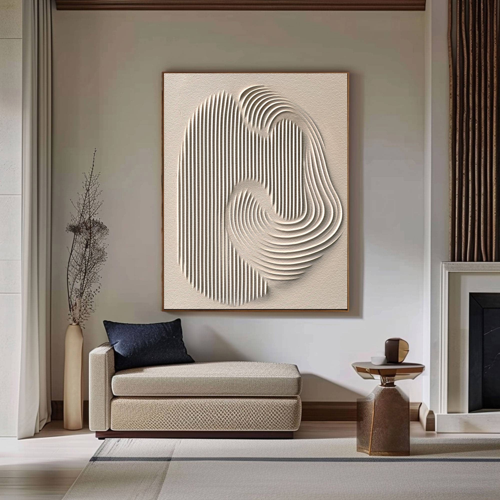 Minimalist Beige Wall Art Textured Abstract Canvas #MM191