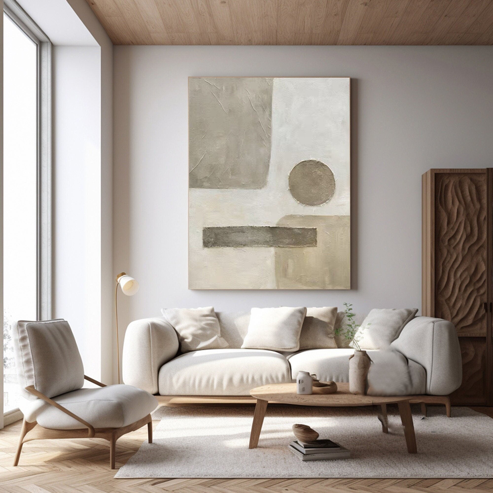 Balanced Earth Tone Geometric Abstract, Minimalist Wall Art #MM324