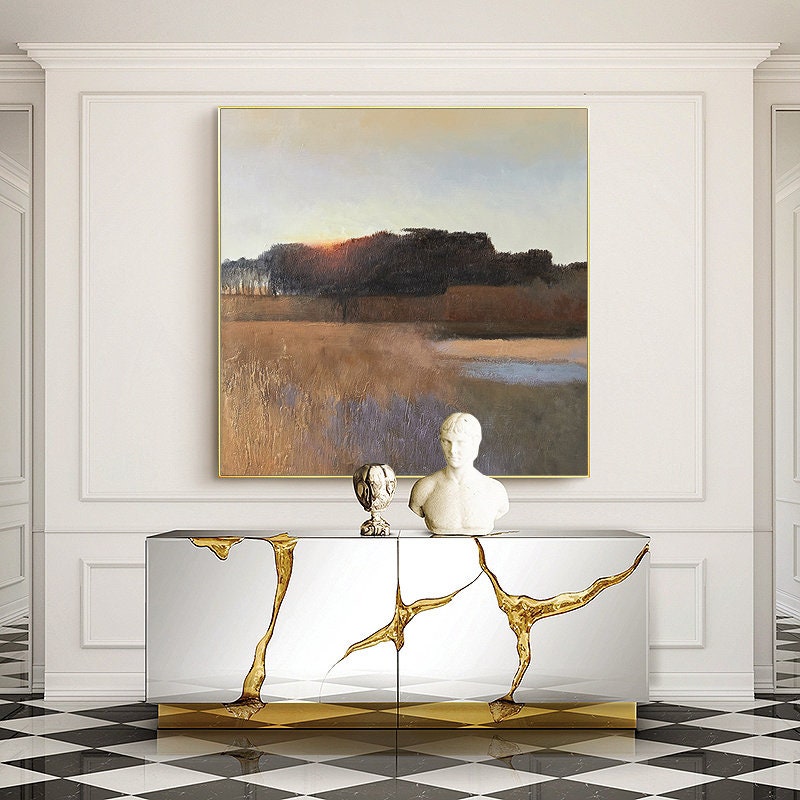Chromatic Horizon: Contemporary Landscape Abstract Wall Art #MM449