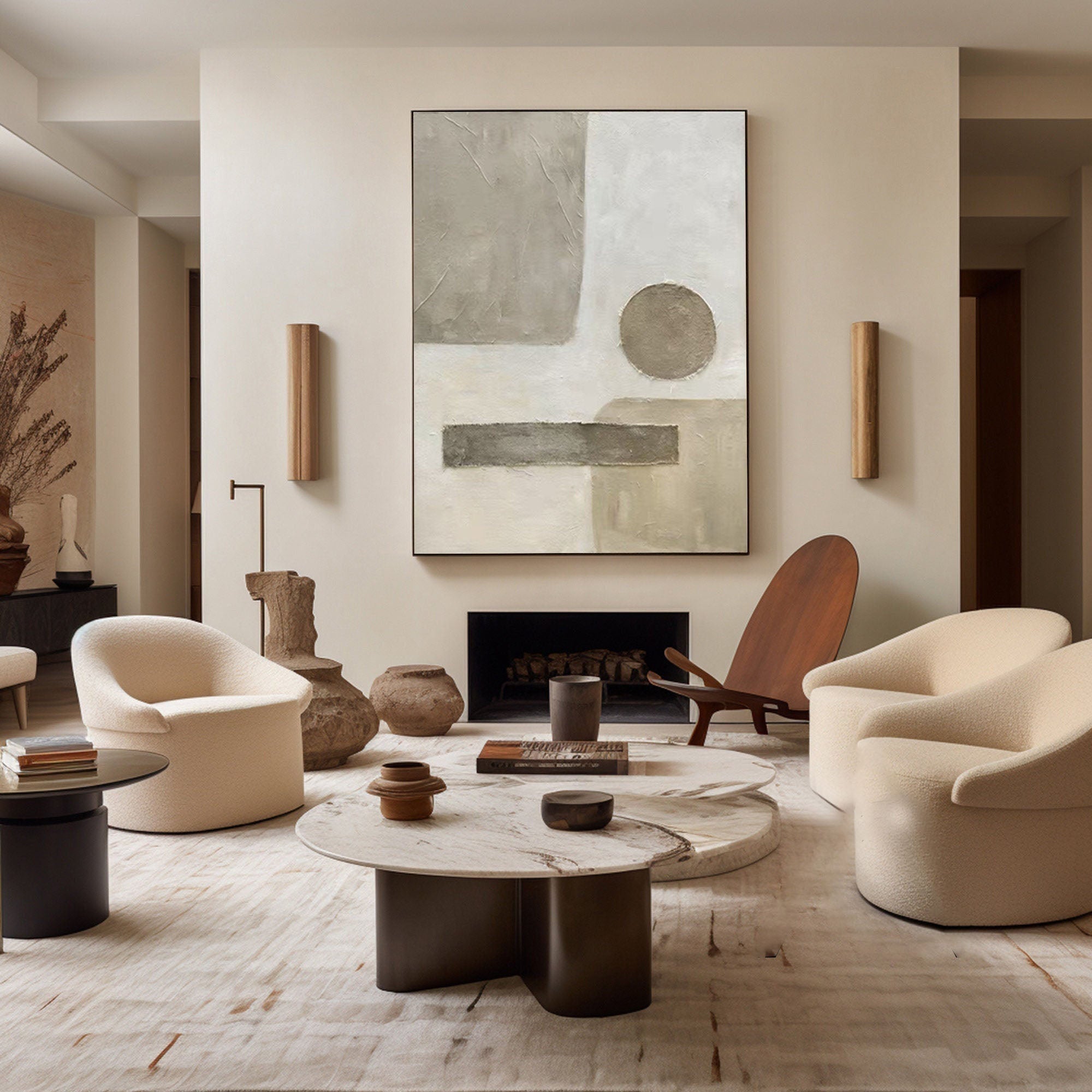 Balanced Earth Tone Geometric Abstract, Minimalist Wall Art #MM324