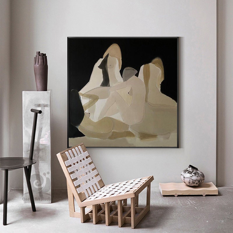 Neutral Nude Abstract Wall Art – Minimalist Female Figure Canvas Set #MM469
