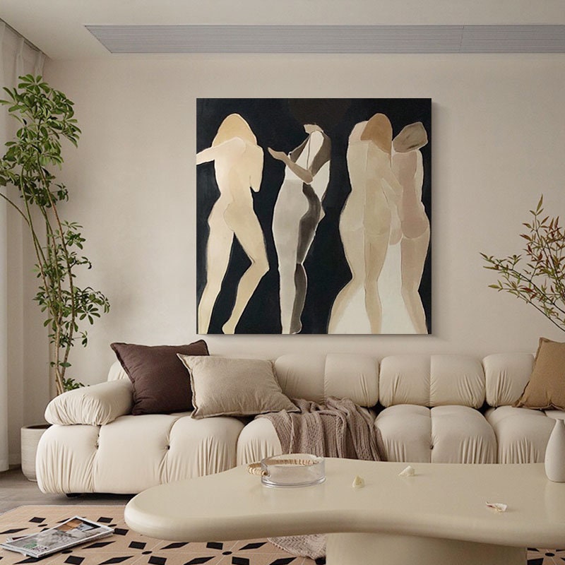 Neutral Nude Abstract Wall Art – Minimalist Female Figure Canvas Set #MM469