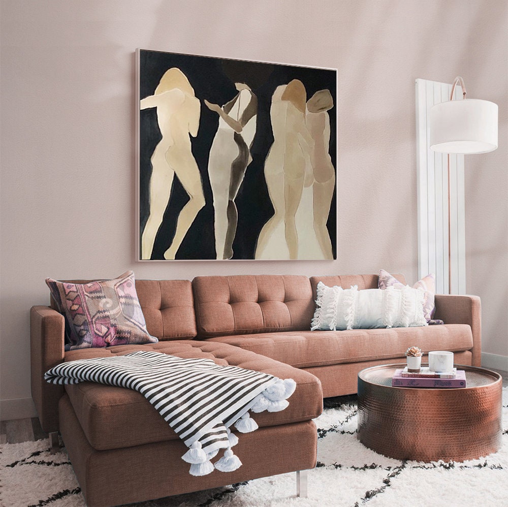 Neutral Nude Abstract Wall Art – Minimalist Female Figure Canvas Set #MM469