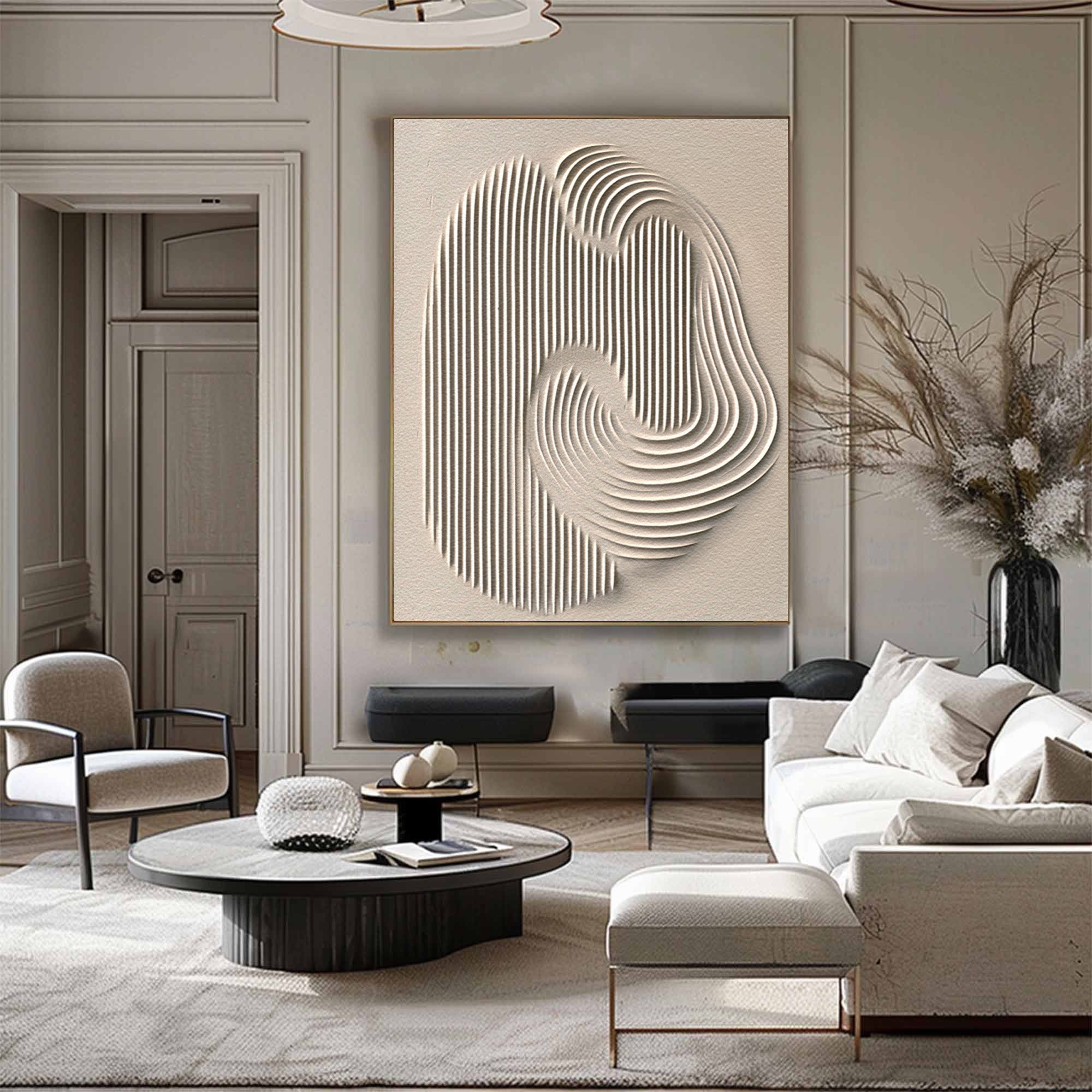 Minimalist Beige Wall Art Textured Abstract Canvas #MM191