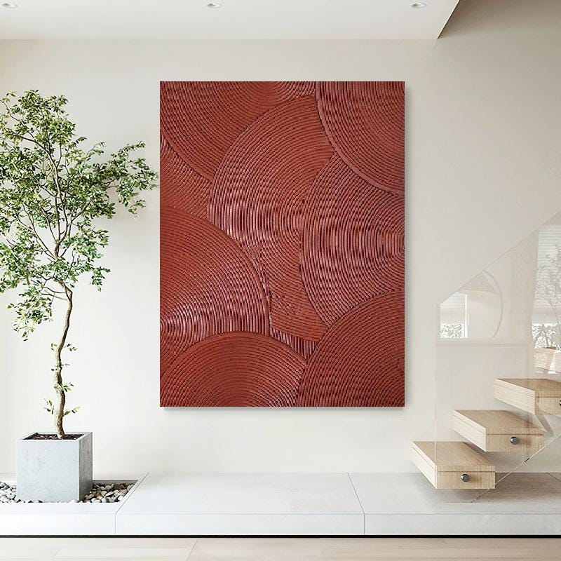 Textured Circles Oil Painting: Modern Abstract Art for Minimalist Decor #MM498