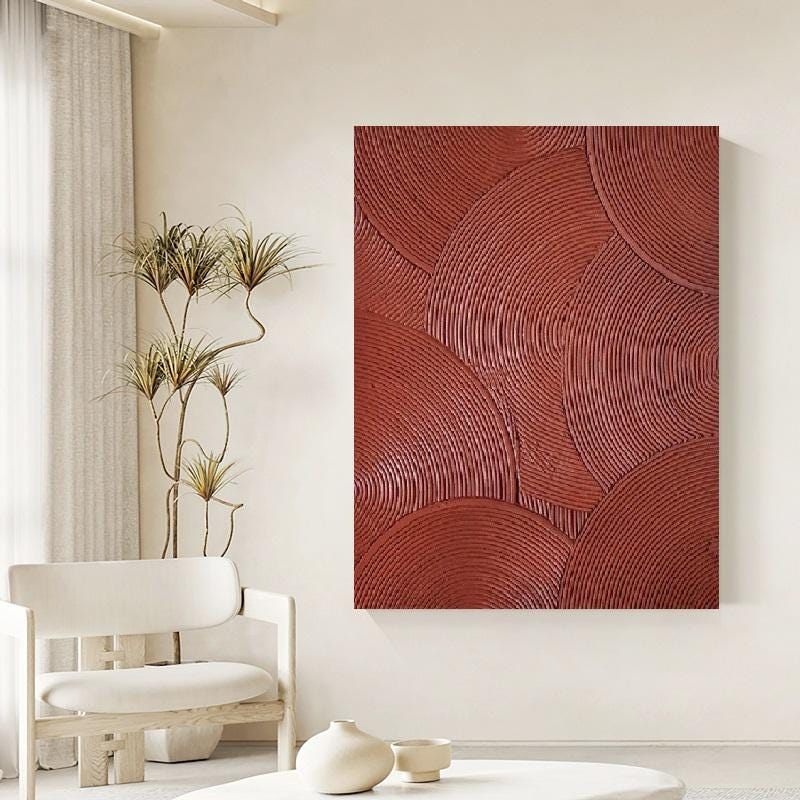 Textured Circles Oil Painting: Modern Abstract Art for Minimalist Decor #MM498