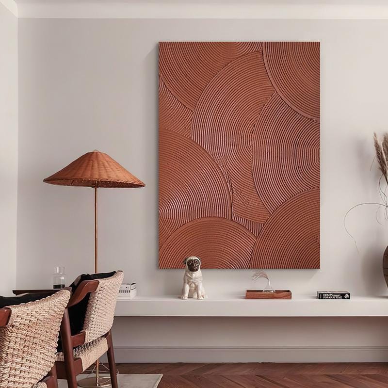 Textured Circles Oil Painting: Modern Abstract Art for Minimalist Decor #MM498