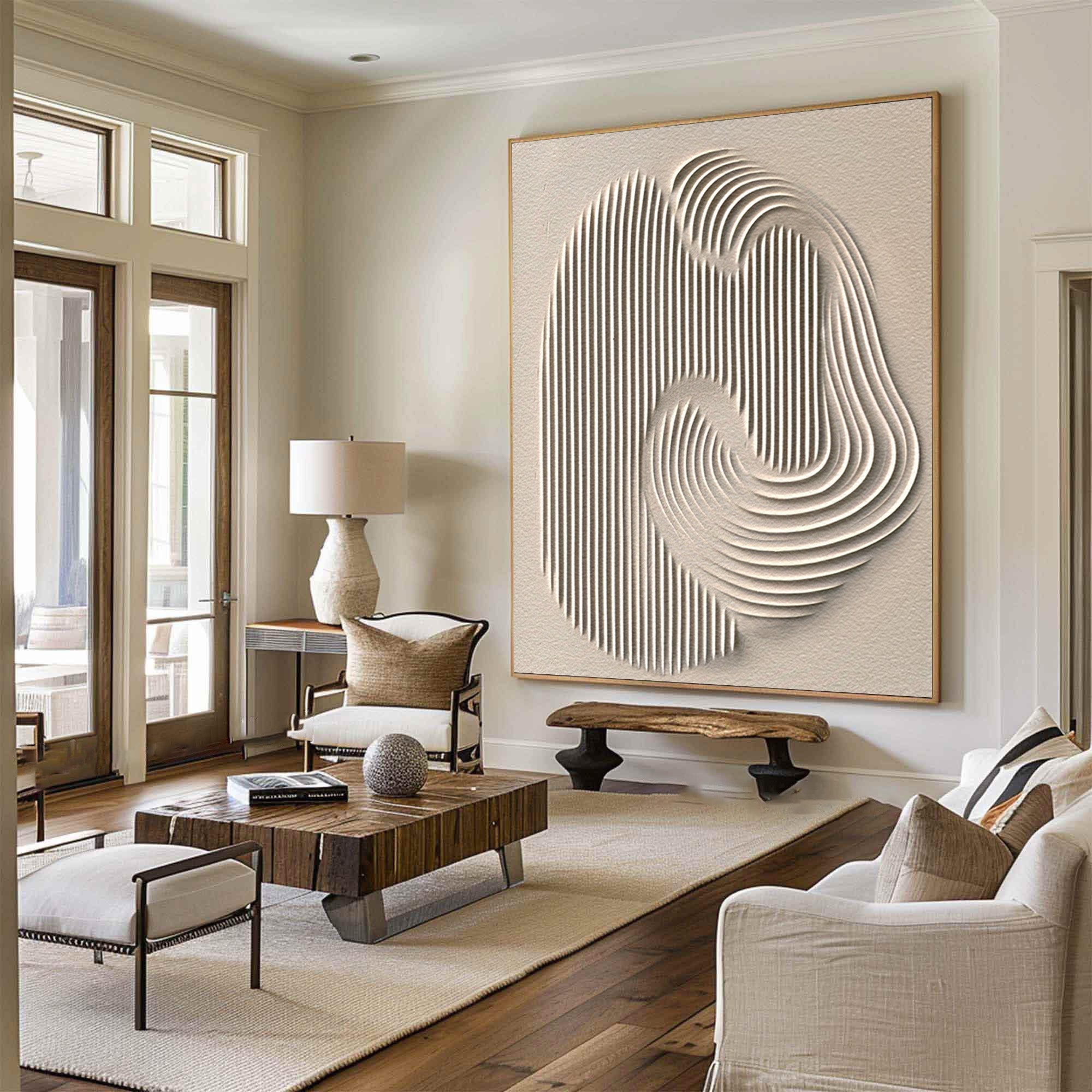 Minimalist Beige Wall Art Textured Abstract Canvas #MM191