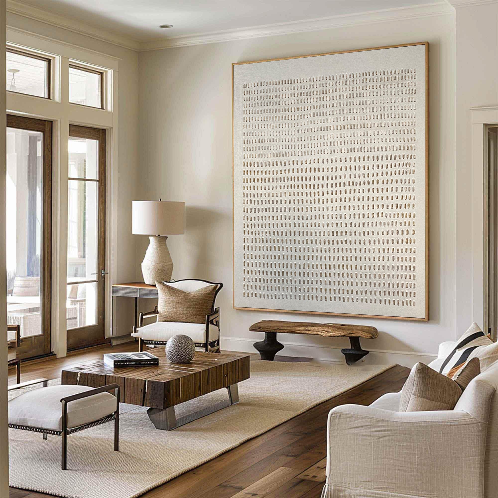 لوحة فنية جدارية عضوية حديثة باللون البيج من وابي سابي #MM193