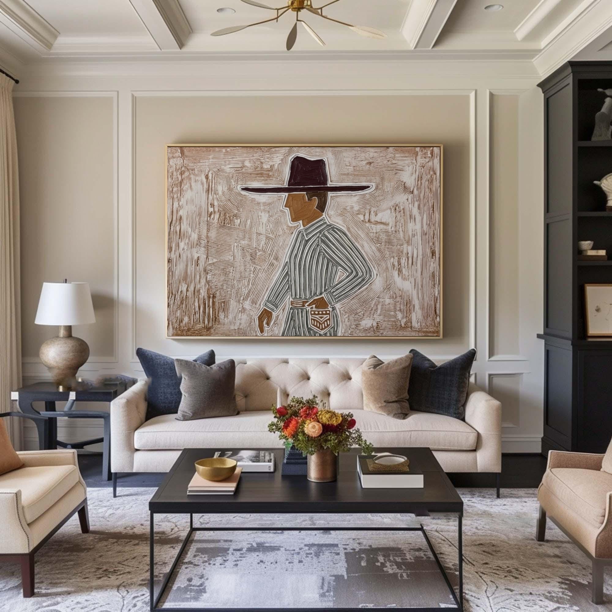 Minimalist Fashion Portrait Artwork Contemporary Neutral Wall Painting