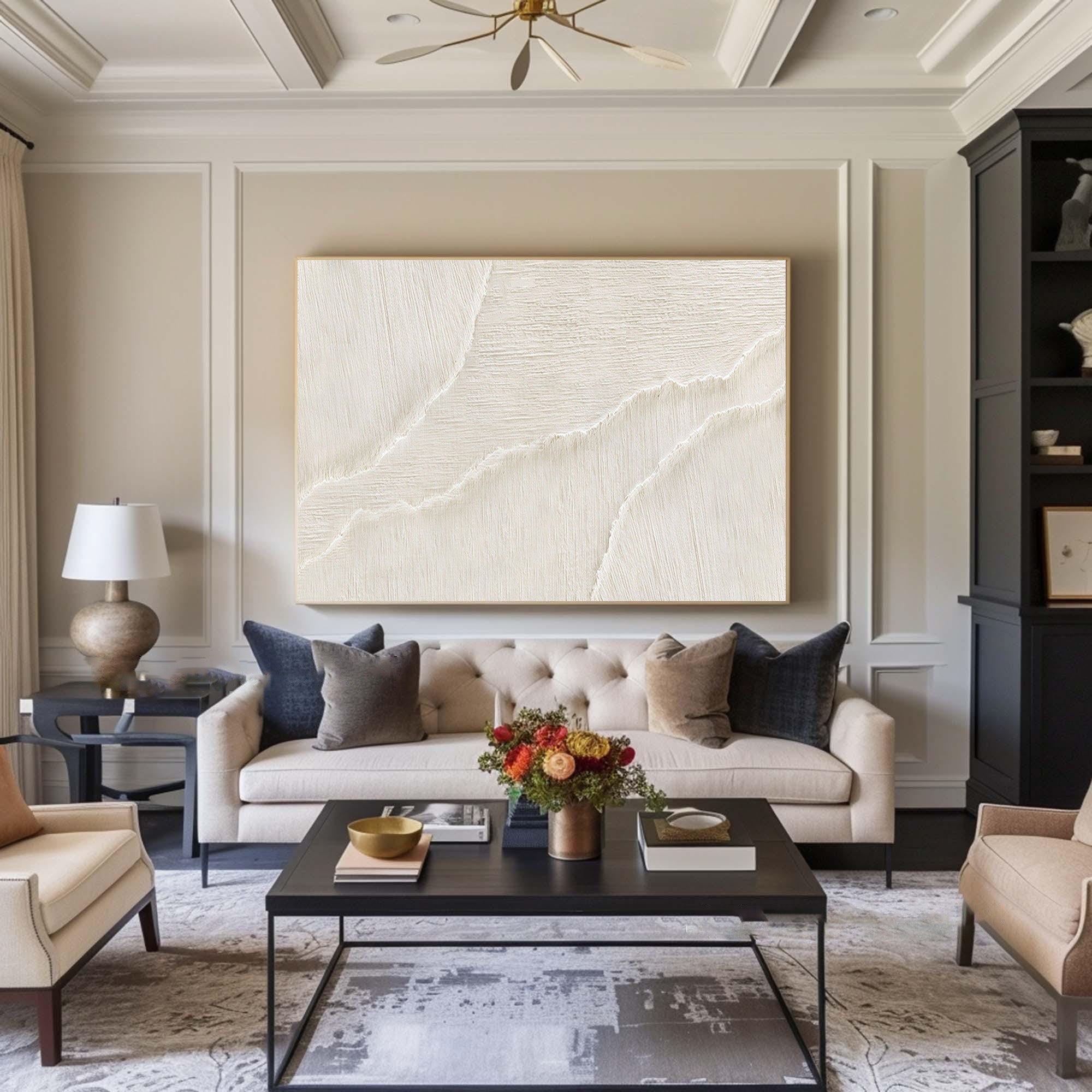 Neutral Tone Ocean Wave Painting - Large Minimalist Canvas #AG 070