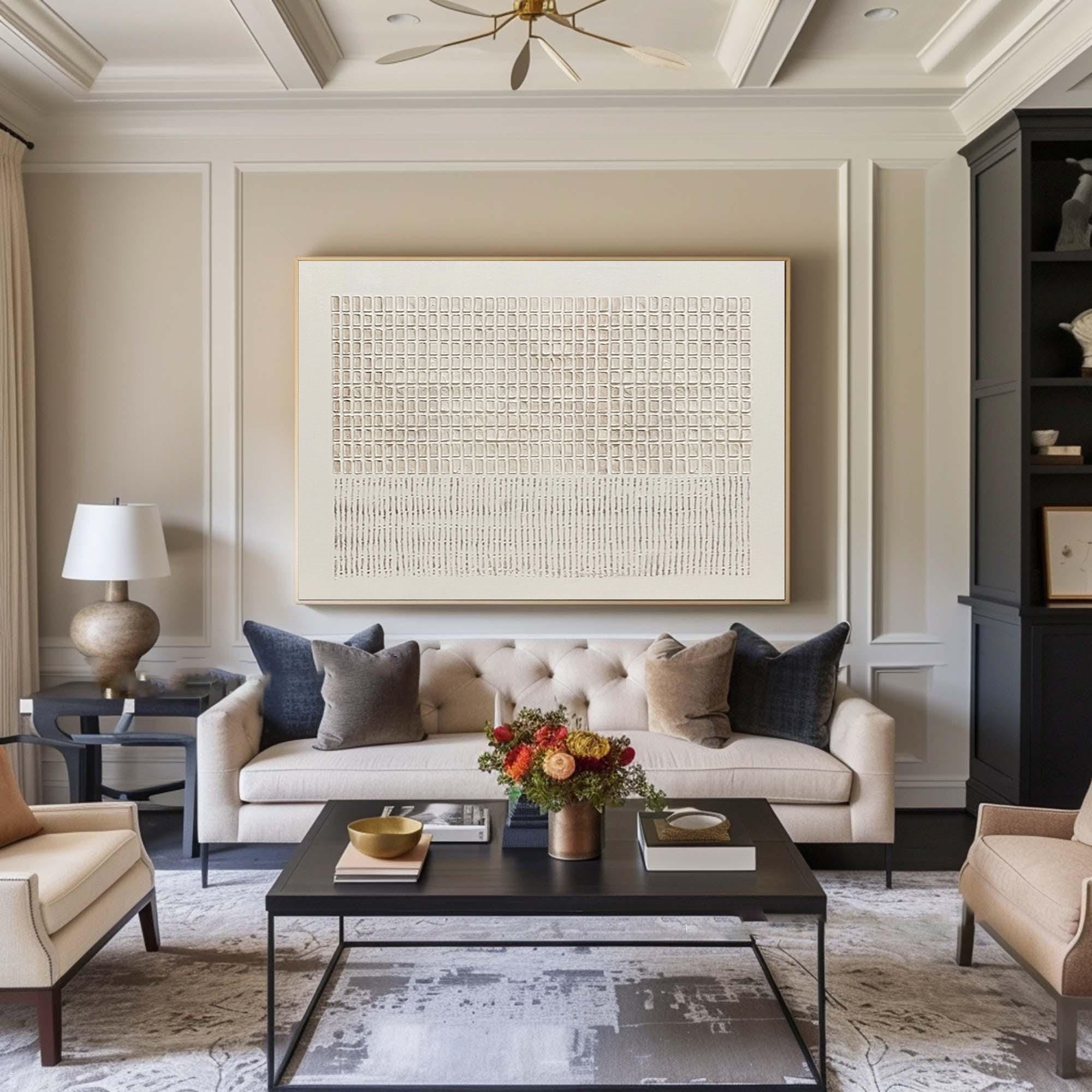 Modern Beige Abstract Painting - Minimal Wall Art | KelorArt