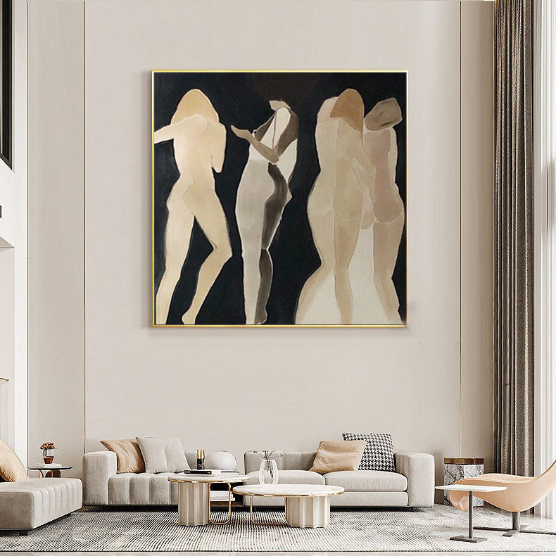 Neutral Nude Abstract Wall Art – Minimalist Female Figure Canvas Set #MM469