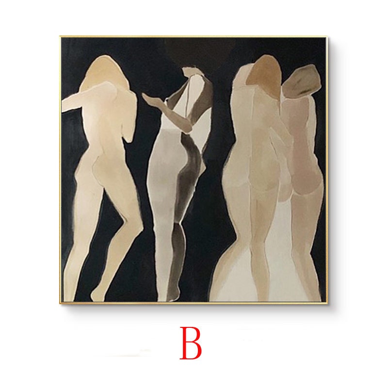 Neutral Nude Abstract Wall Art – Minimalist Female Figure Canvas Set #MM469