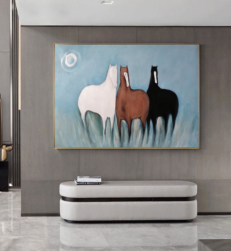 Colorful Modern Horse Wall Art – Abstract Animal Painting for Living Room #MM467