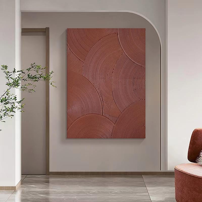 Textured Circles Oil Painting: Modern Abstract Art for Minimalist Decor #MM498