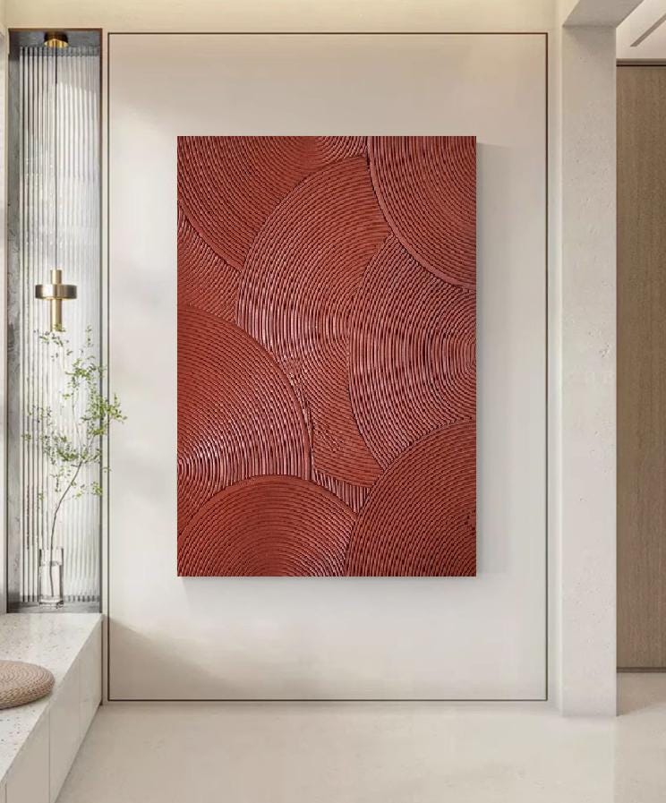 Textured Circles Oil Painting: Modern Abstract Art for Minimalist Decor #MM498