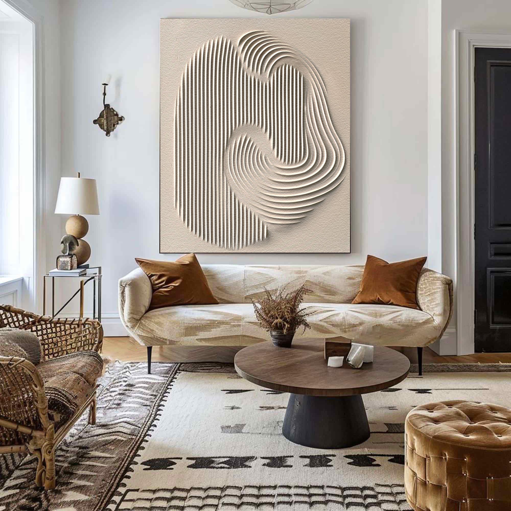 Minimalist Beige Wall Art Textured Abstract Canvas #MM191