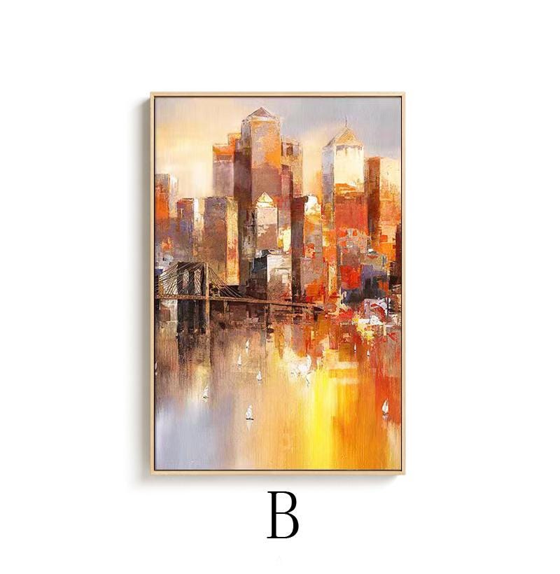 Abstract Cityscape Canvas - Large Modern Wall Art for Living Room#MM489