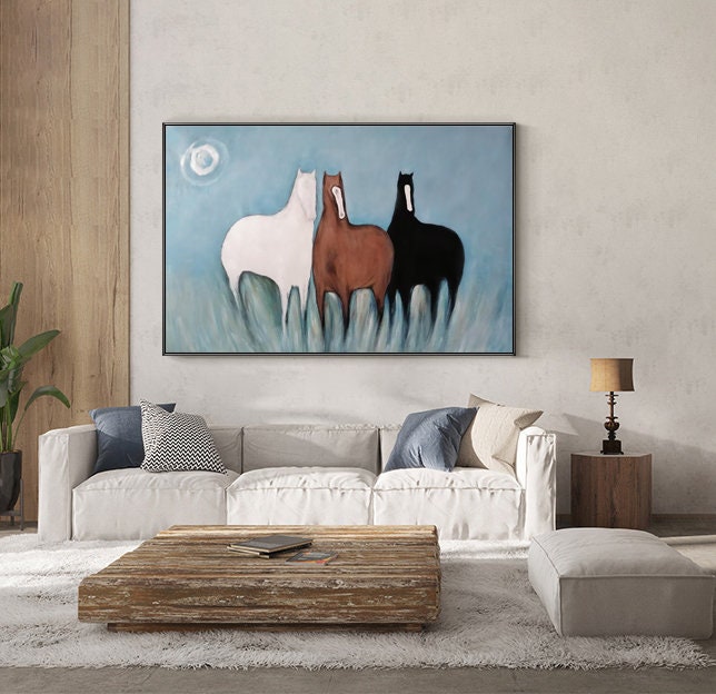 Colorful Modern Horse Wall Art – Abstract Animal Painting for Living Room #MM467
