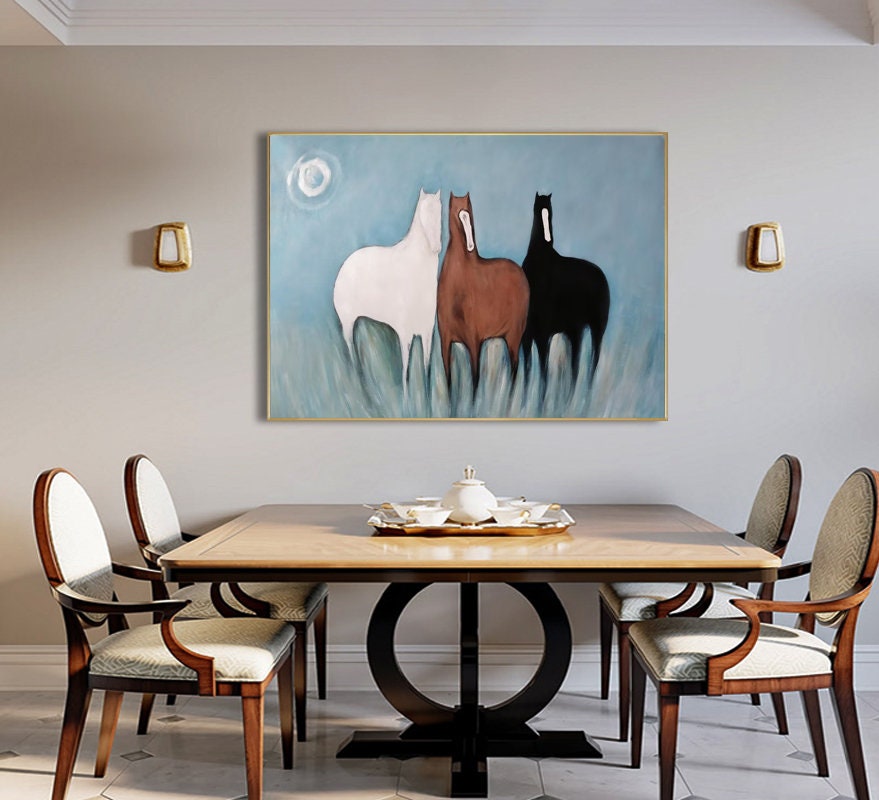 Colorful Modern Horse Wall Art – Abstract Animal Painting for Living Room #MM467